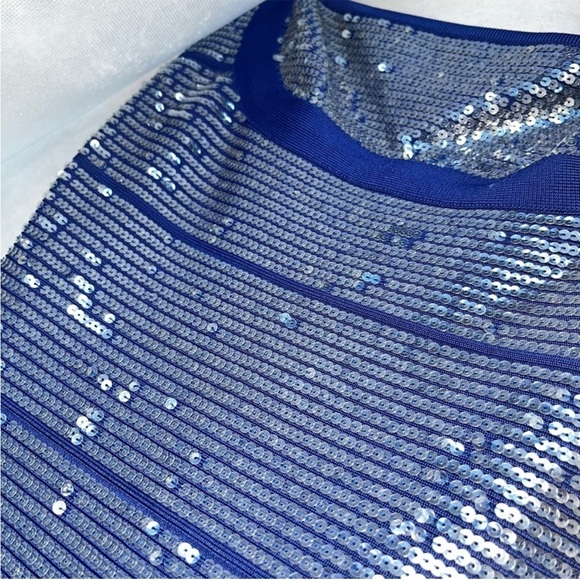 Herve Leger Sequin Bandage Katherine Blue Rayon Dress / Size Small - Picture 7 of 9
